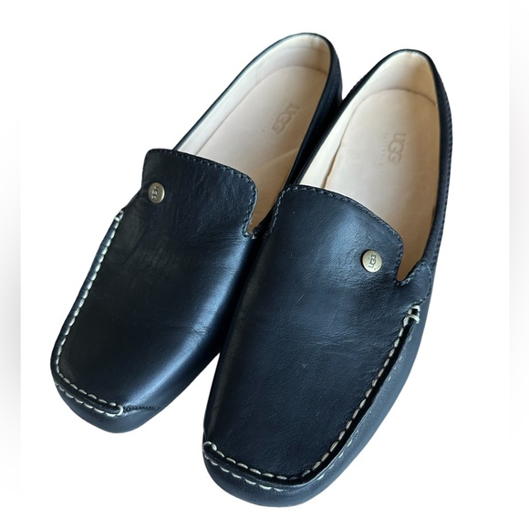Ugg Low Heel Leather Slip On Mules Driving Loafers - Picture 1 of 9